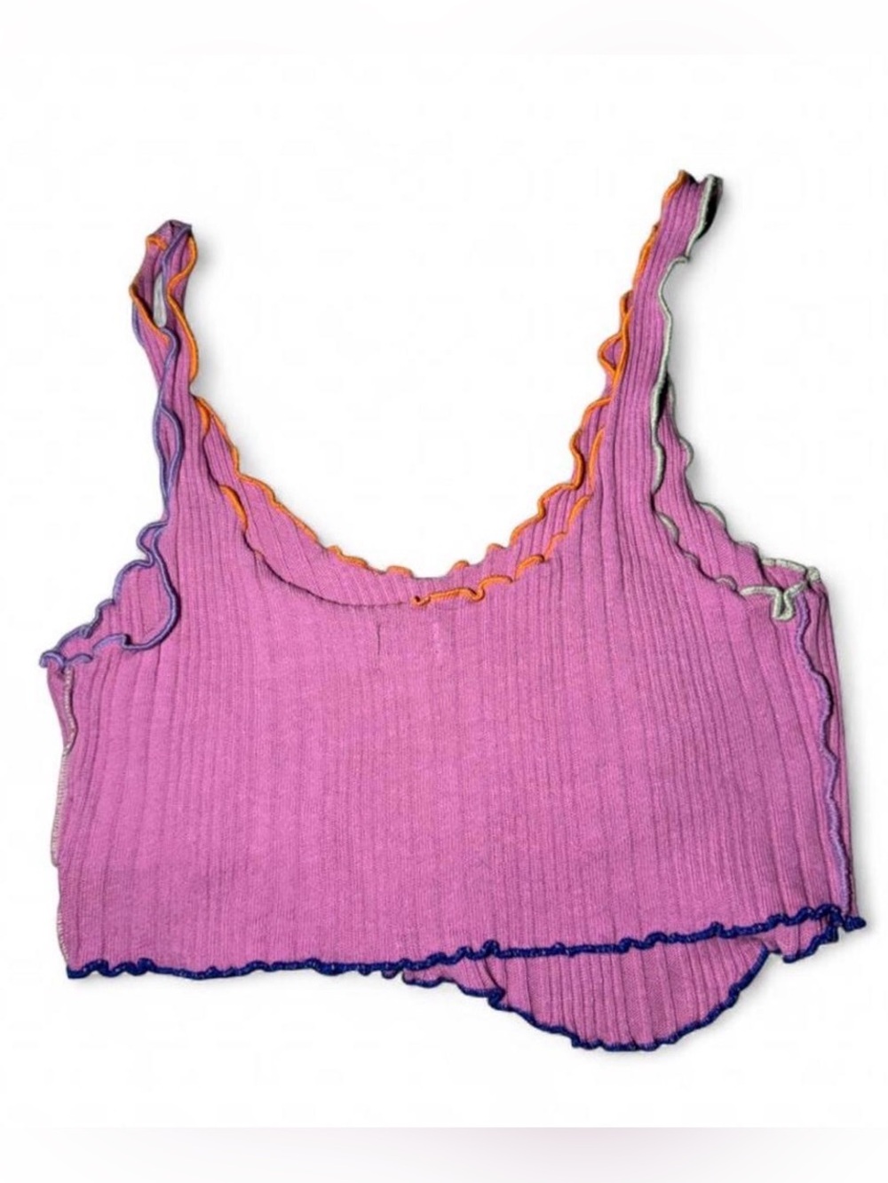 BDG asymmetrical summer vacation purple tank top with orange and blue trim 🐚 - Picture 2 of 6